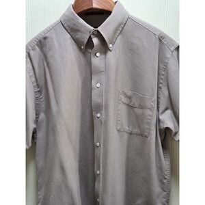 Barrington Dress Shirt Mens 17.5 Beige Wrinkle Free Short Sleeve Button Front